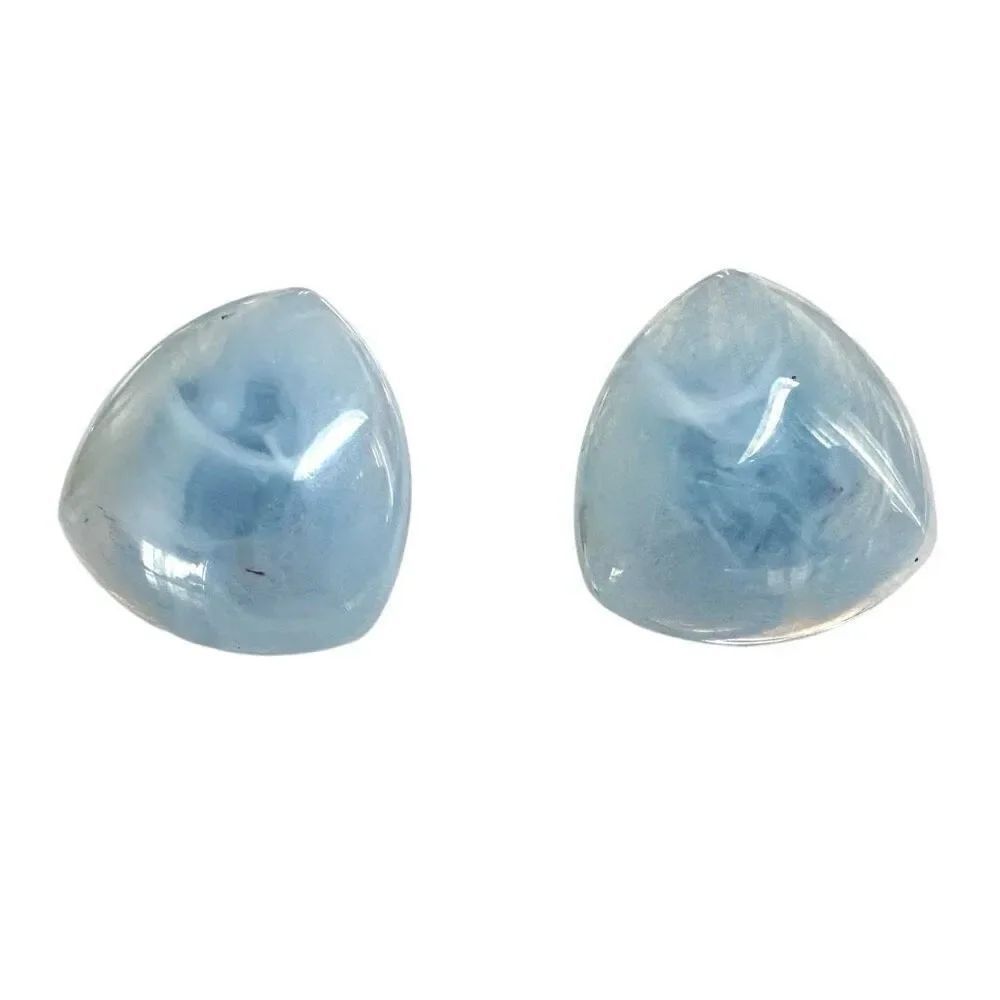 Blue triangle post swirl post earrings